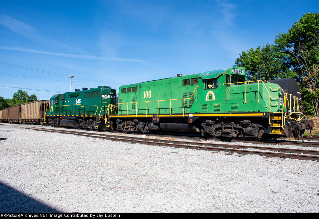 CFWR 106 and 345 shove a storage train up the line